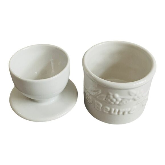 Vintage Butter Bell Crock Fleur de Lis Collection Raised Floral Ceramic Pottery - Picture 6 of 8